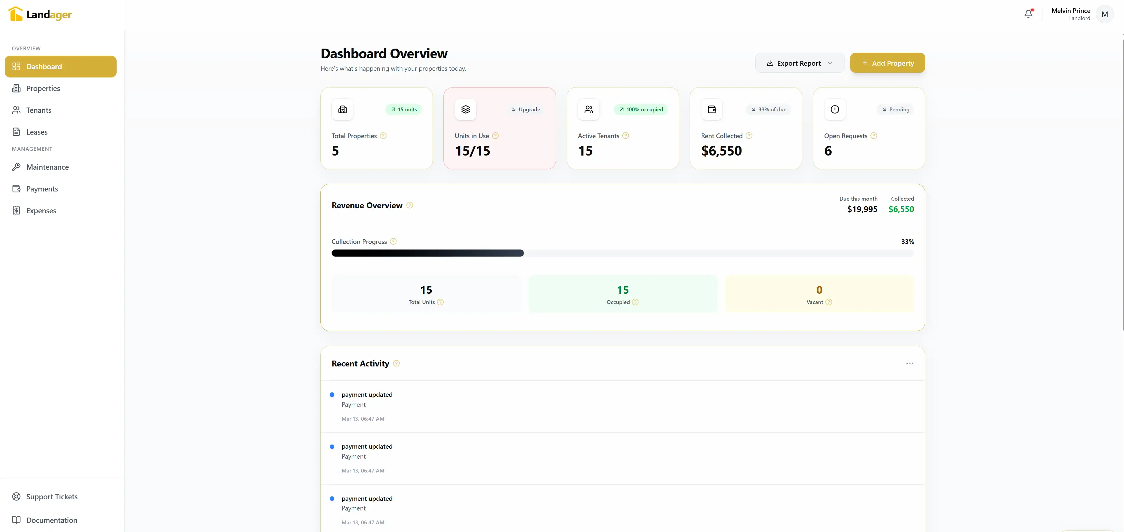 Dashboard screenshot