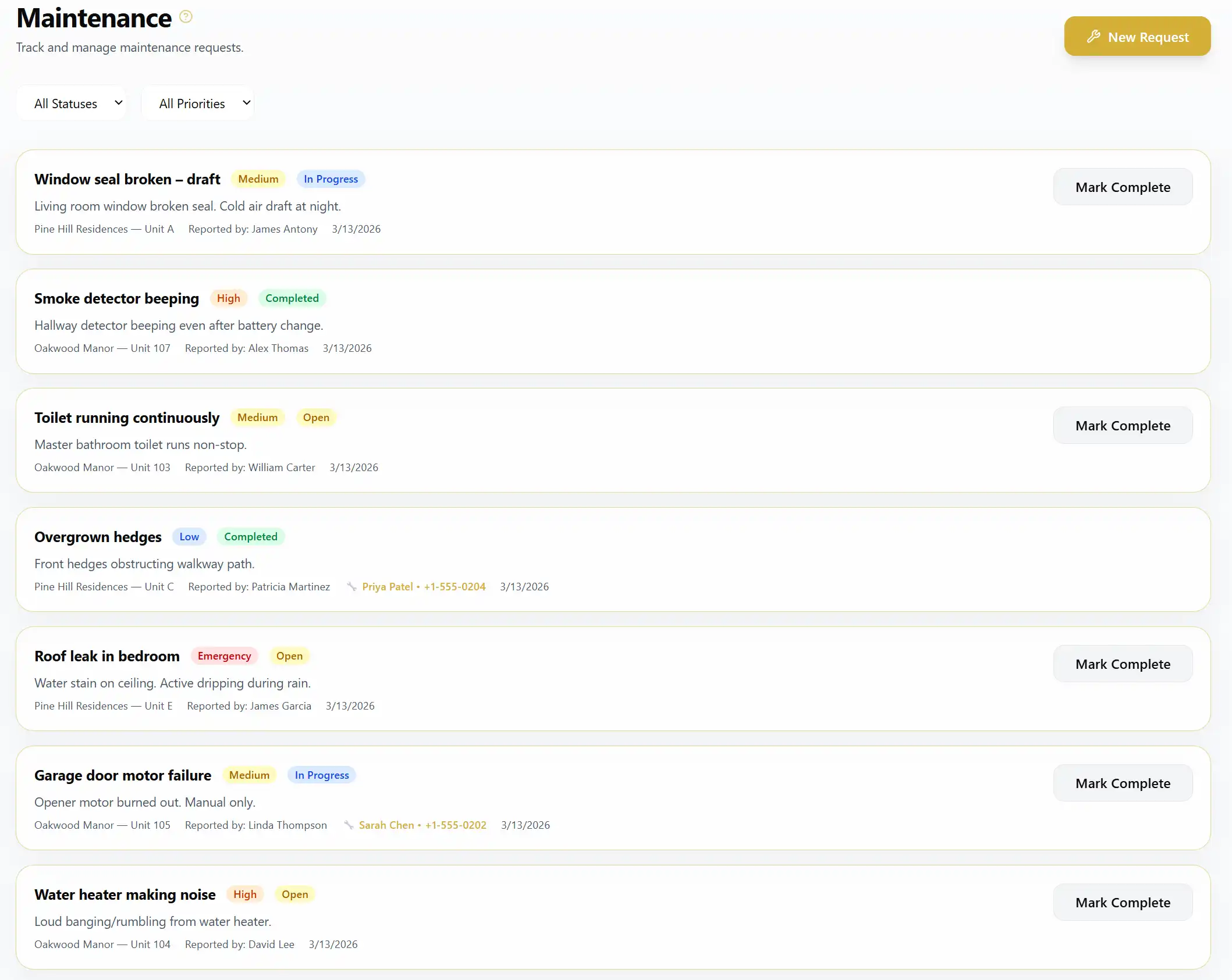 Dashboard screenshot